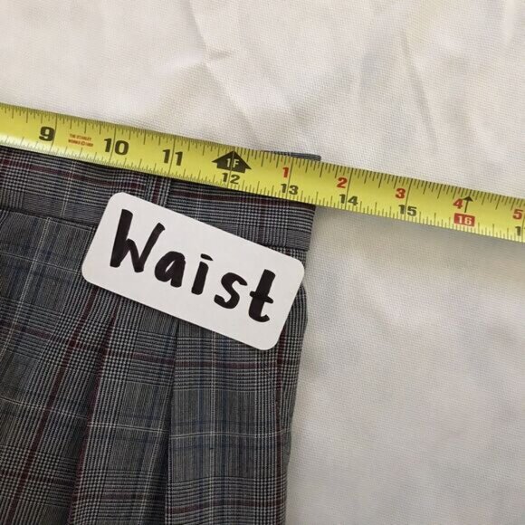 Tory Burch Gray Plaid Pleated Wool Blend Mid Rise Academia Dress Pants - 4 - Picture 5 of 9